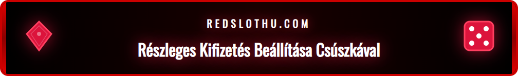 Redslot részleges cash out csúszka a kifizetési arány módosításához.