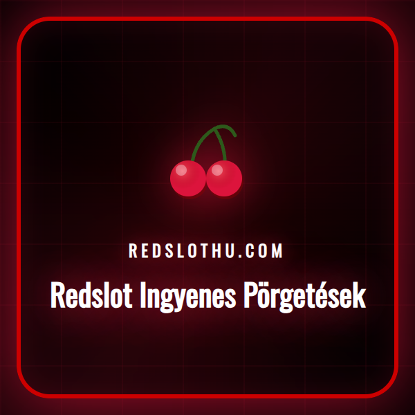 A Redslot kaszinó logója egy izgalmas nyerőgép játék hátterével, ingyenes pörgetés szimbólumokkal.